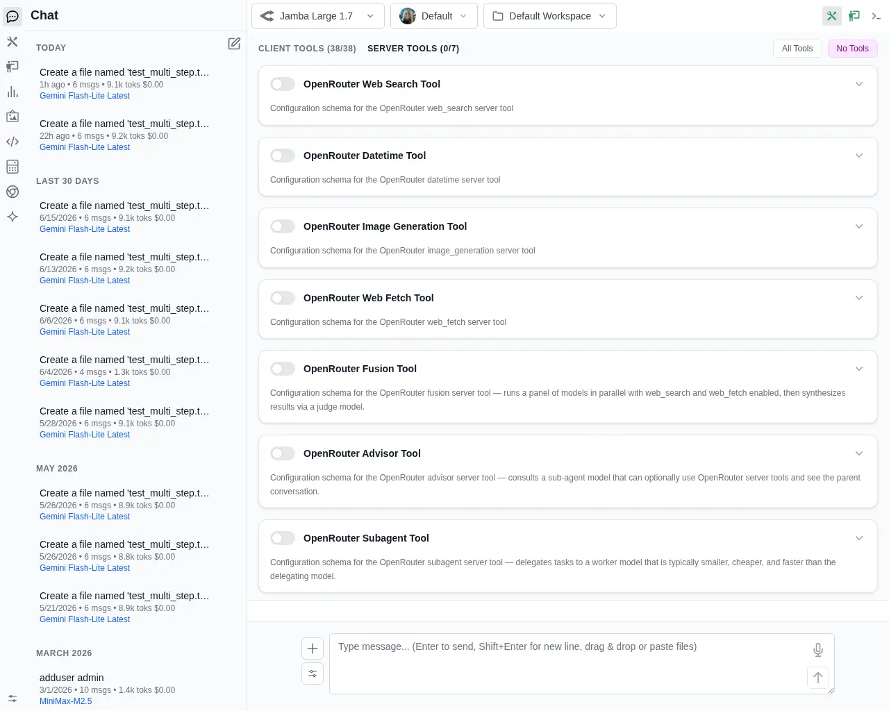 Server Tools Selector Tab