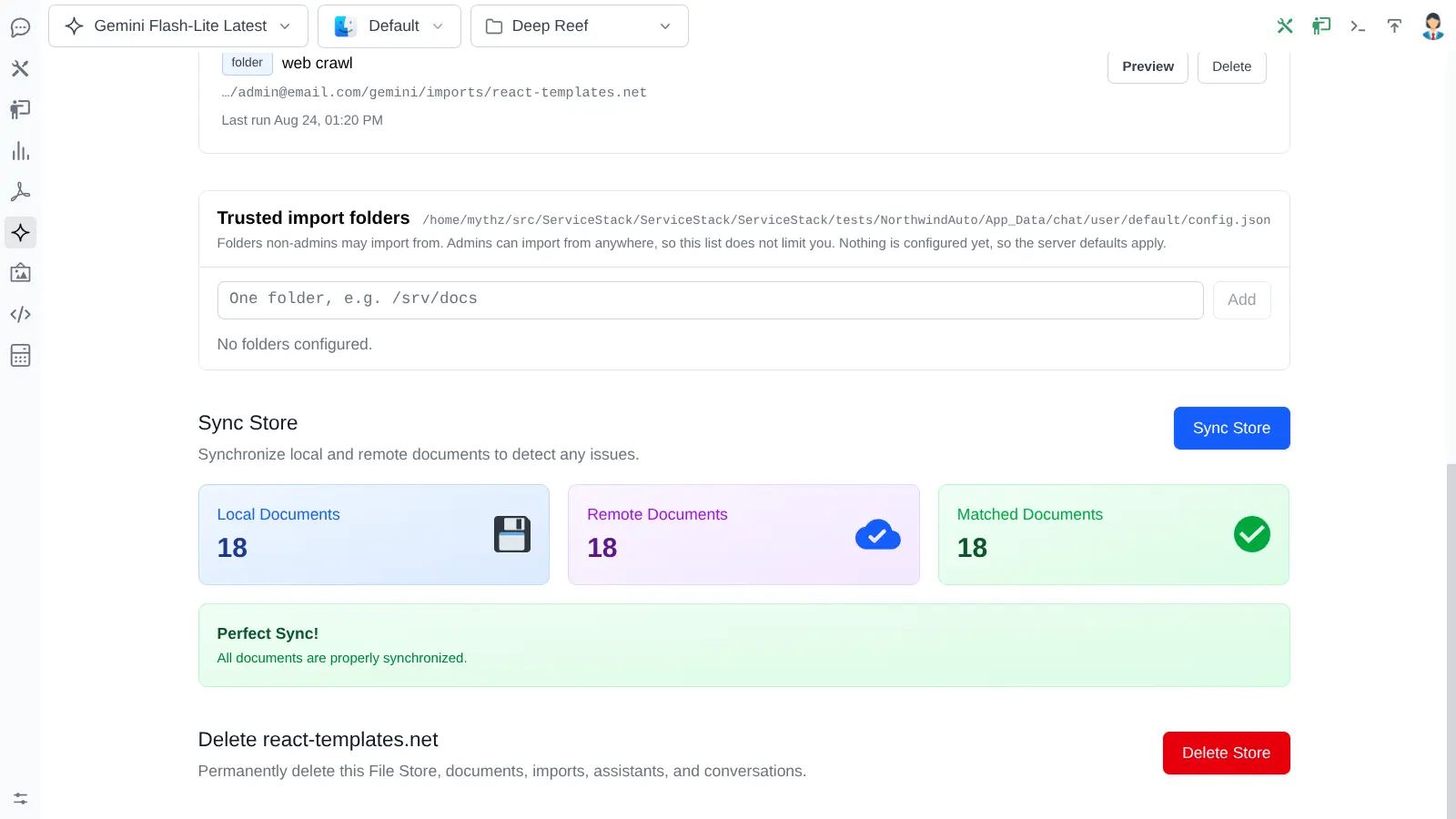 Reconcile local documents with the Gemini File Store