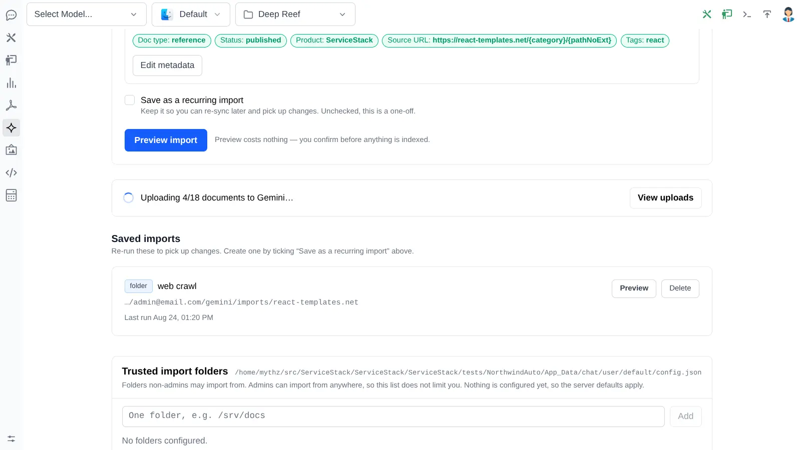 Monitor Gemini document upload progress