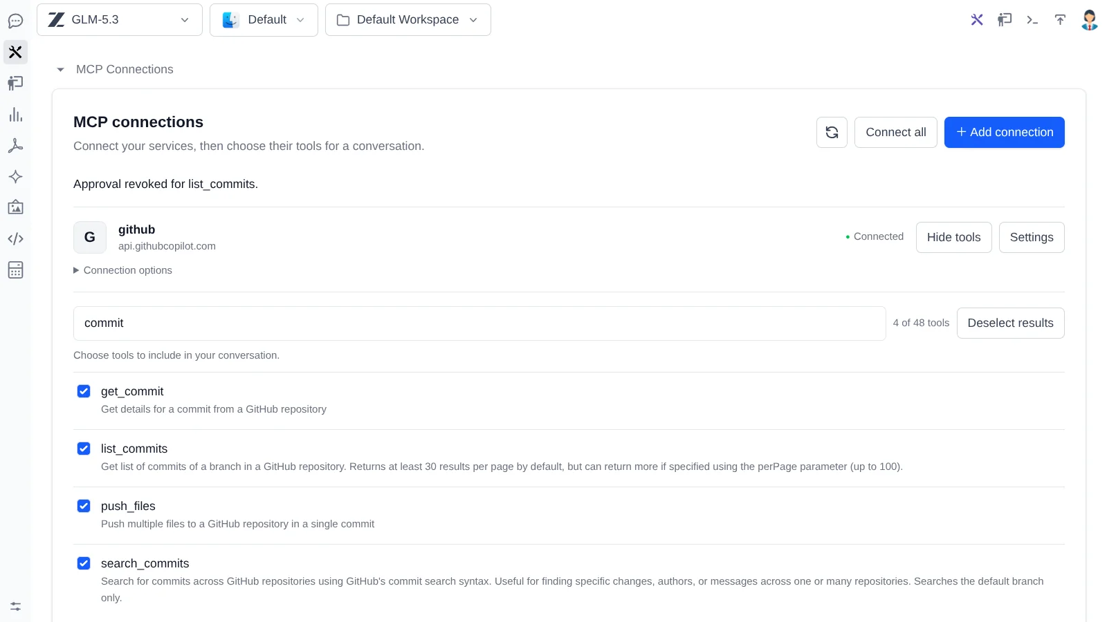 Choose the tools for your chat — Choose the tools for your chat