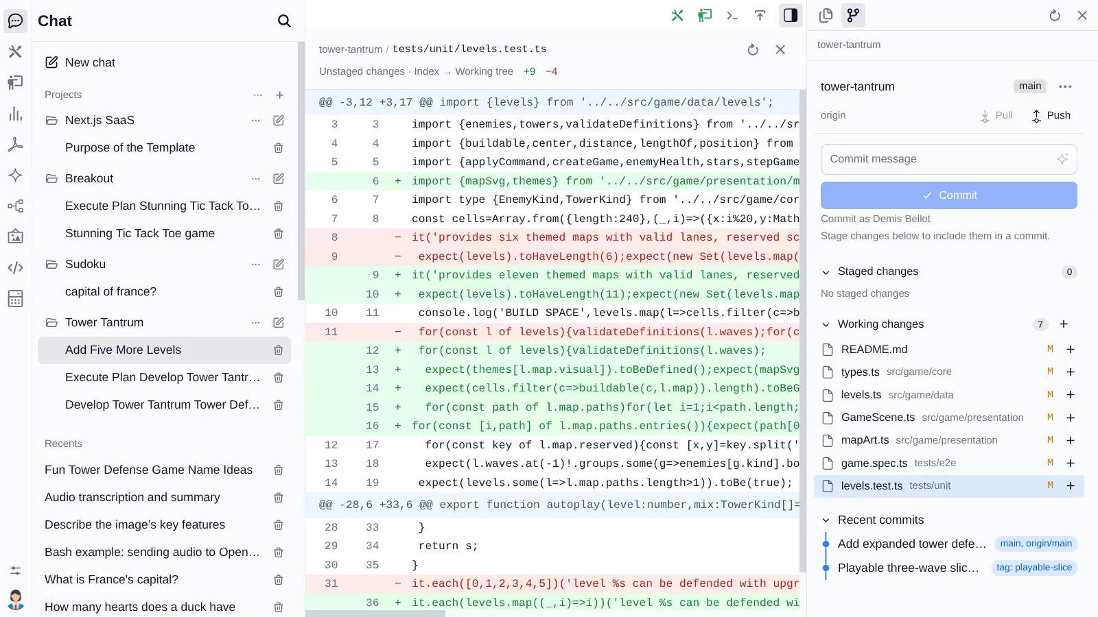 Project Git working diff