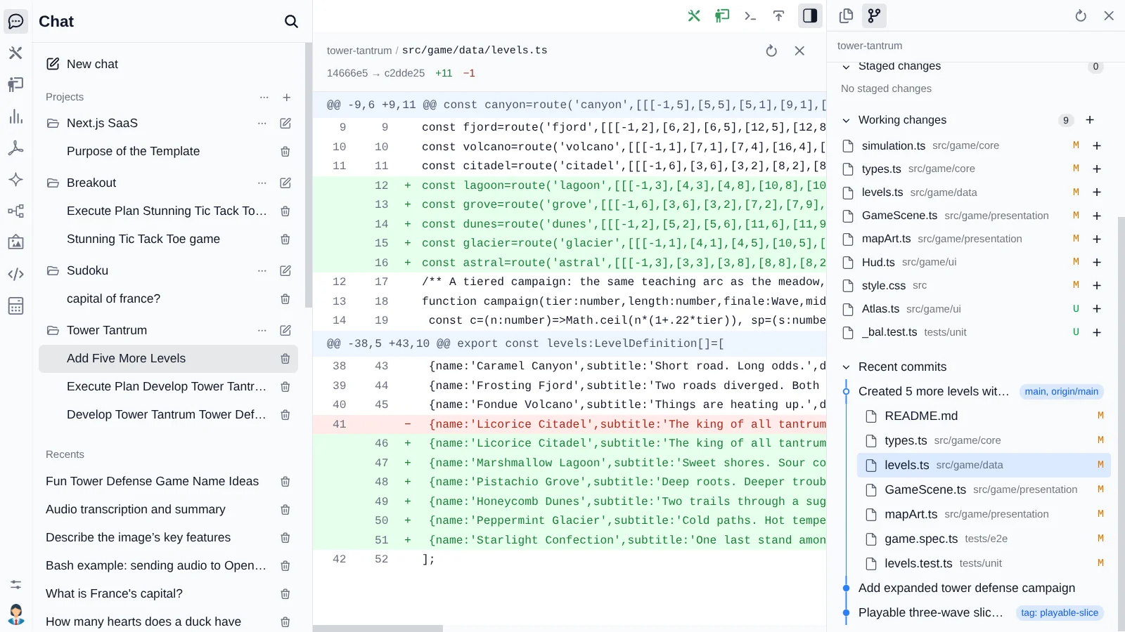 Project Git commit diff