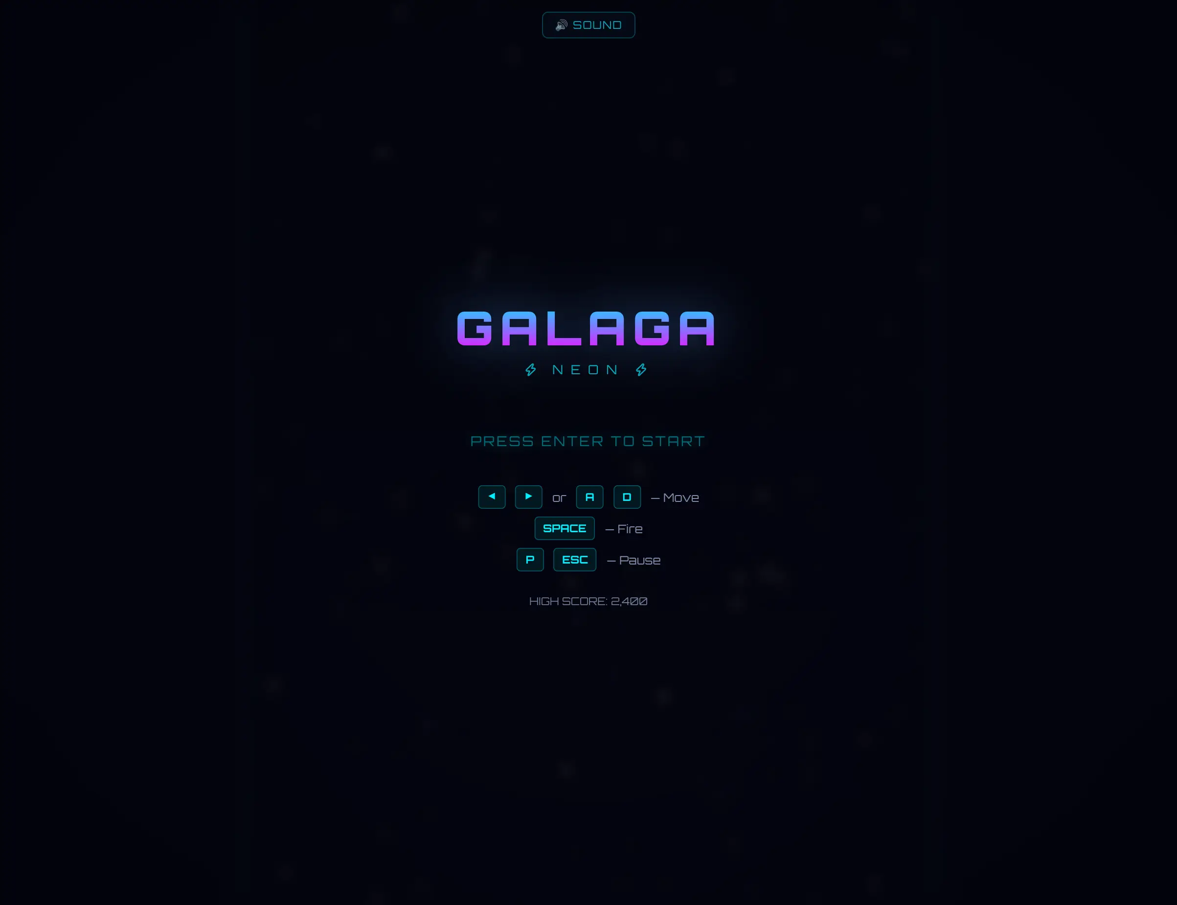 Galaga Menu