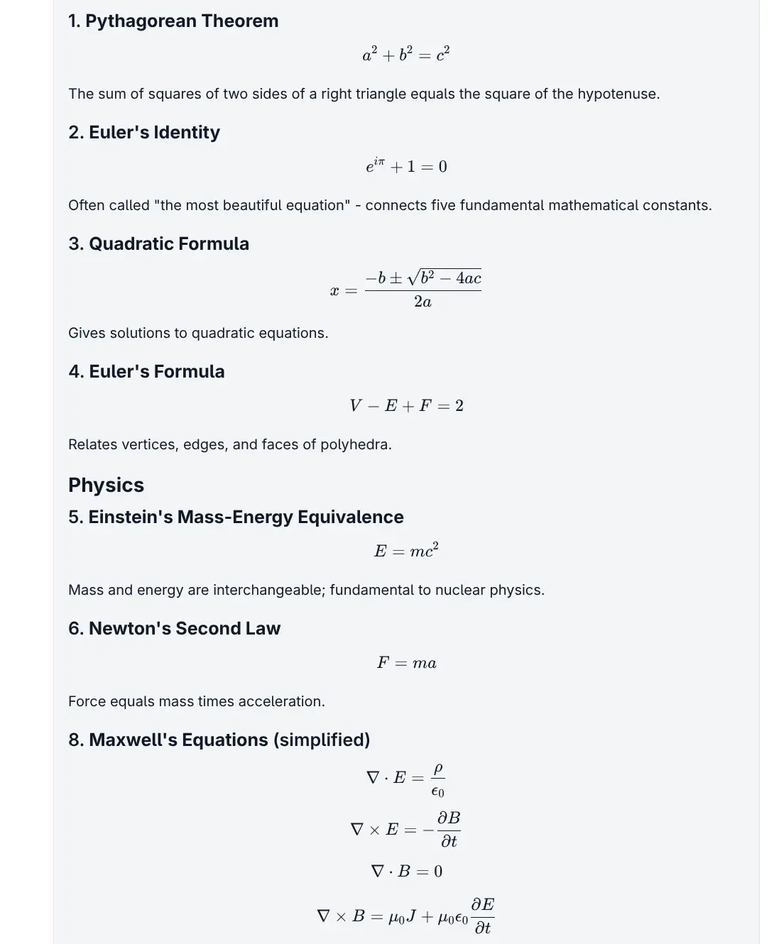 Popular math expressions