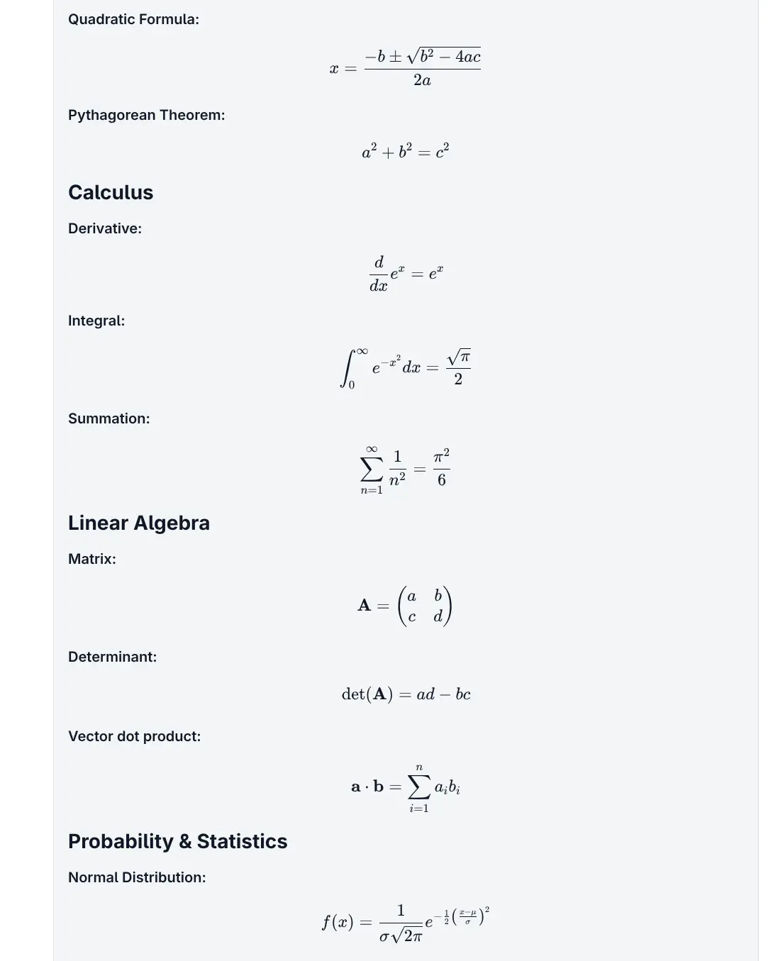 Basic math expressions
